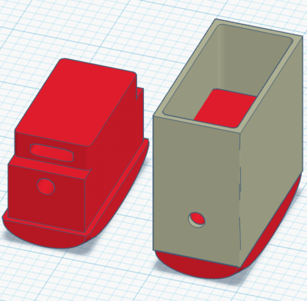 LED plugs I designed and 3D-printed for 2x1 tubes to display game object intake status