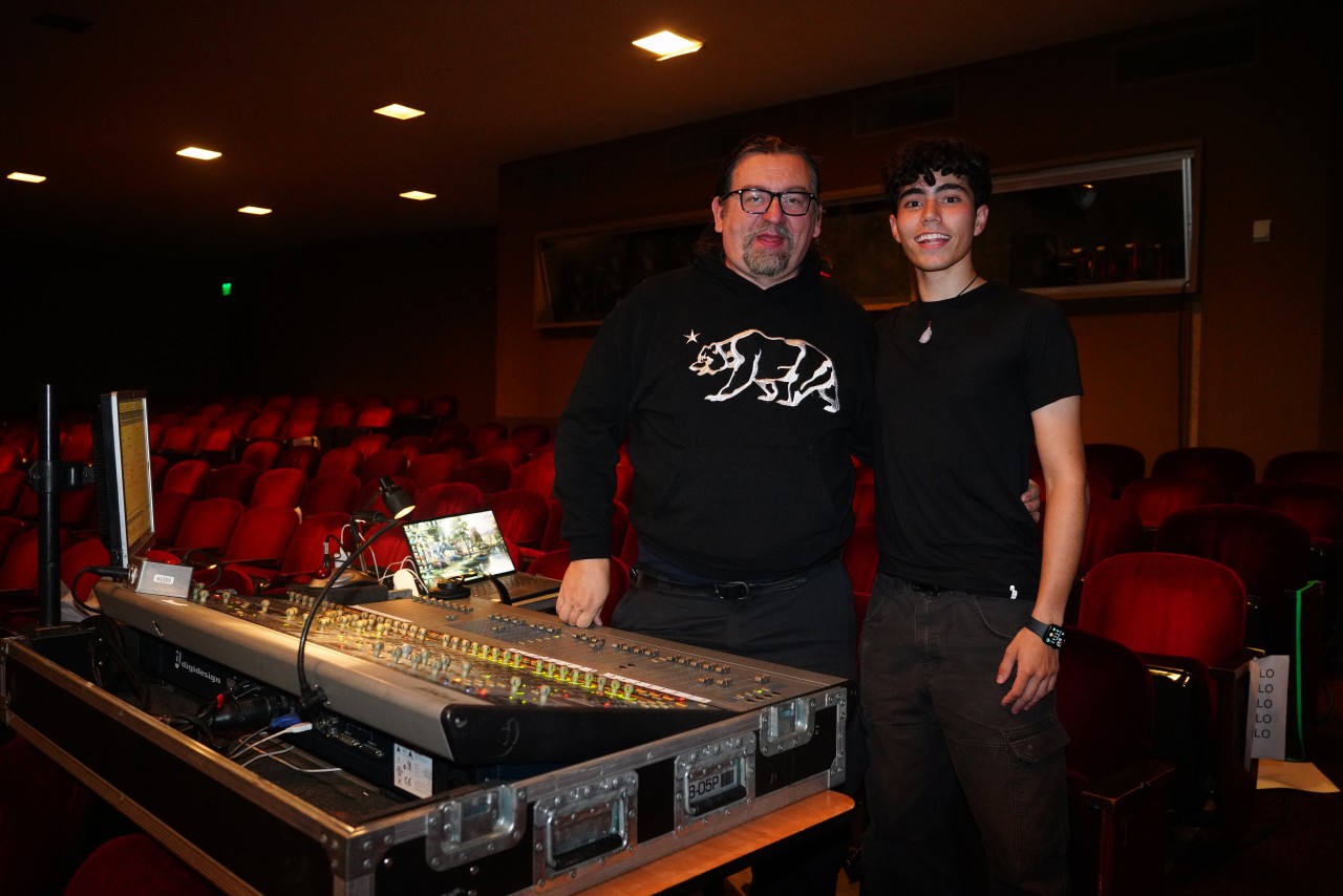 The sound team - me and Sergey Bailleul, our hired sound engineer from Sound On Stage - standing near the audio board